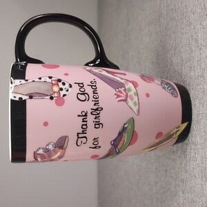 Cypress Home Pink Black Girlfriends Shoe Lover Latte Style 6-Inch Ceramic Mug
